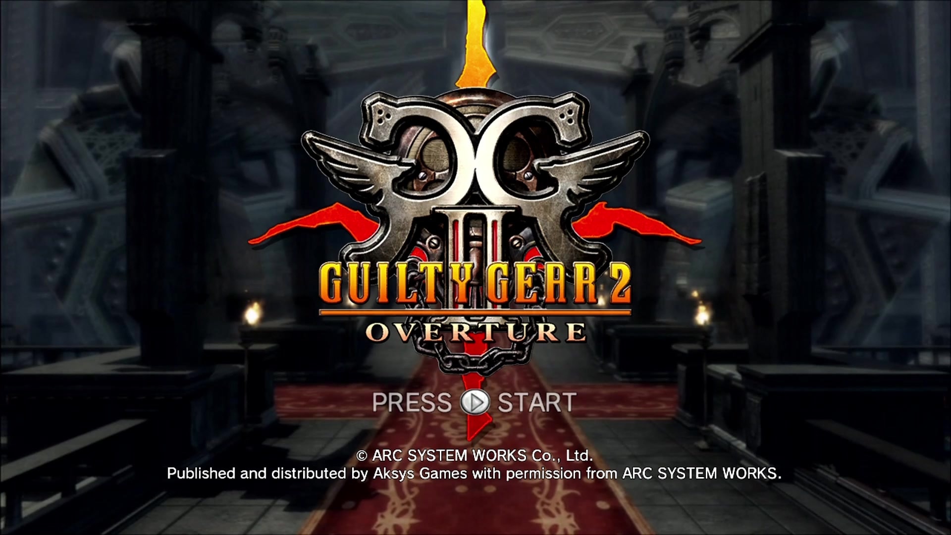 Guilty Gear 2: Overture title screen for Xbox 360